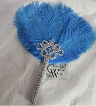 Load image into Gallery viewer, Bridesmaids Feather wand Fan, brooch bouquet, Alternative Bouquet by Crystal wedding uk
