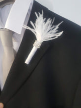 Load image into Gallery viewer, Feather Crystal 4pcs rhinestone Boutonnière -ANY COLOUR by Crystal wedding uk
