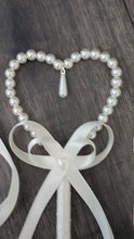 Load image into Gallery viewer, Pearl heart flower girl wand by Crystal wedding uk
