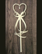 Load image into Gallery viewer, Pearl heart flower girl wand by Crystal wedding uk
