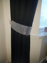 Load image into Gallery viewer, Curtain tie backs, Pair Of clear glass Rhinestone Crystal, extra wide 12cm, hold Backs for Curtains &amp; Voiles by Crystal wedding uk

