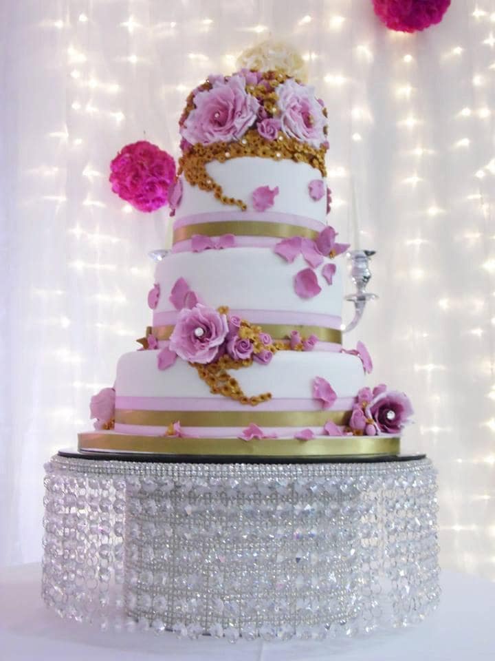 Wedding cake stand Tall waterfall design - Real glass crystals by Crystal wedding uk