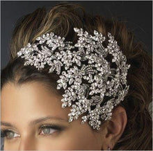 Load image into Gallery viewer, large Vintage couture inspired crystal tiara side hair piece by Crystal wedding uk
