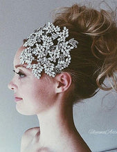 Load image into Gallery viewer, large Vintage couture inspired crystal tiara side hair piece by Crystal wedding uk
