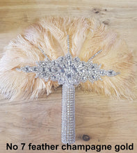 Load image into Gallery viewer, Feather Fan bouquets, Set of 4 PCS Ostrich feathers,Great Gatsby wedding style 1920&#39;s - any colour as custom made by Crystal wedding uk
