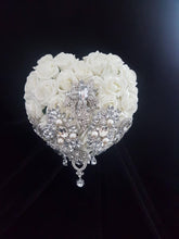 Load image into Gallery viewer, Heart shape brooch bouquet wedding flowers by Crystal wedding uk
