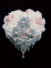 Load image into Gallery viewer, Heart shape brooch bouquet wedding flowers by Crystal wedding uk
