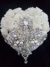 Load image into Gallery viewer, Heart shape brooch bouquet wedding flowers by Crystal wedding uk
