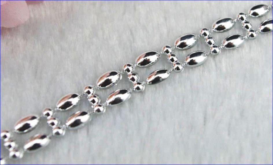 1 meter silver bead chain ribbon banding string cake ribbon trim & for crafts by Crystal wedding uk