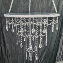 Load image into Gallery viewer, Luxury cake swing,Suspended FAUX CRYSTAL chandelier cake platform, mirror top +remote controlled LED by Crystal wedding uk
