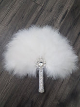 Load image into Gallery viewer, Feather Fan bouquet luxury alternative Bouquet Great Gatsby wedding style -ANY COLOUR Artificial bouquet by Crystal wedding uk
