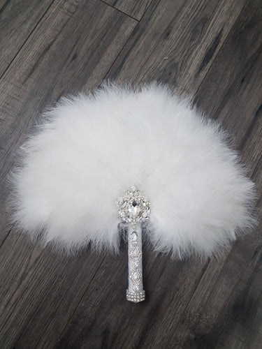 Feather Fan bouquet luxury alternative Bouquet Great Gatsby wedding style -ANY COLOUR Artificial bouquet by Crystal wedding uk