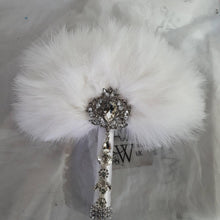 Load image into Gallery viewer, Feather Fan bouquet luxury alternative Bouquet Great Gatsby wedding style -ANY COLOUR Artificial bouquet by Crystal wedding uk
