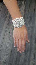 Load image into Gallery viewer, Wedding Bracelet Jewellery Crystal Vintage Wedding Bride Cuff Bracelet Art Deco Great Gatsby Vintage Glam , art deco by Crystal wedding uk
