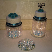 Load image into Gallery viewer, Crystal cake stands cascading style , set of 6 tiers by Crystal wedding uk
