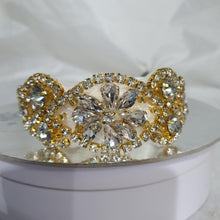 Load image into Gallery viewer, Wedding Cuff Bracelet Great Gatsby Vintage Glam Art Deco Crystal rhinestone bridesmaid flower girl small size- by Crystal wedding uk
