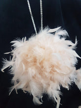 Load image into Gallery viewer, Feather Pomander With Rhinestone chain handle Feather Kissing Ball. Feather Flower Girl Bouquet. Artificial Wedding accessory ANY COLOUR
