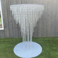 Load image into Gallery viewer, Crystal wedding cake table. cake stand, chandelier style Table - TALL FLOOR STANDING sizes with Led by Crystal wedding uk
