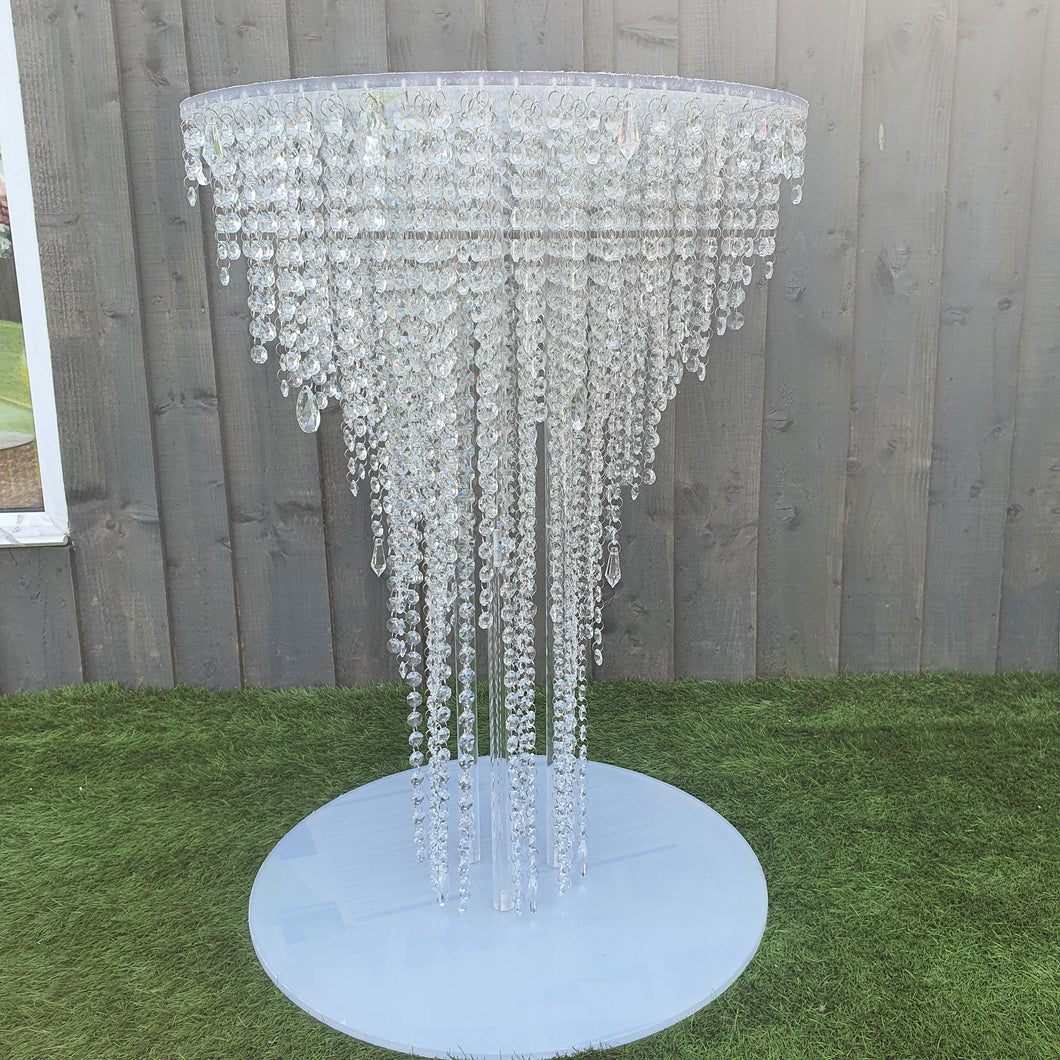 Crystal wedding cake table. cake stand, chandelier style Table - TALL FLOOR STANDING sizes with Led by Crystal wedding uk