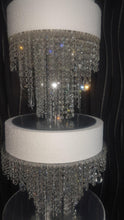 Load image into Gallery viewer, Crystal wedding cake table. cake stand, chandelier style Table - TALL FLOOR STANDING sizes with Led by Crystal wedding uk
