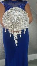 Load image into Gallery viewer, Crystal brooch bouquet, jewel bouquet, alternative Great Gatsby style wedding flowers. by Crystal wedding uk
