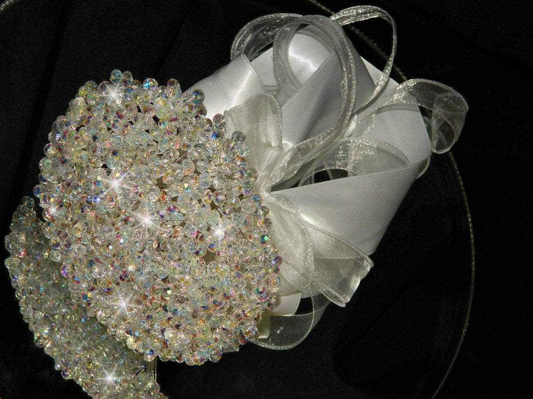 Crystal bouquet, Brides wire bead jewel bouquet. rose gold. silver or Gold by Crystal wedding uk