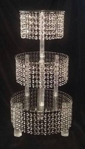 Crystal cake stand, 3 tier wedding cake stand, Faux crystal beads round or square shape by Crystal wedding uk