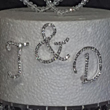 Load image into Gallery viewer, A to Z letters Swarovski element Rhinestone monogram Cake Topper decor, Wedding Initials, Silver cake topper,rhinestone cake decorations.
