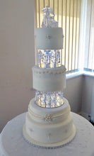 Load image into Gallery viewer, Cake stand Chandelier drape design with lights - for WEDDING CAKE many sizes by Crystal wedding uk
