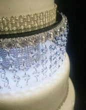 Load image into Gallery viewer, crystal cake stand , faux tiers made with acrylic beads or Real crystal beads, 3 tier wedding cake stand. by Crystal wedding uk
