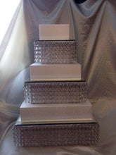 Load image into Gallery viewer, crystal cake stand , faux tiers made with acrylic beads or Real crystal beads, 3 tier wedding cake stand. by Crystal wedding uk
