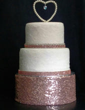 Load image into Gallery viewer, Rose gold SEQUIN blush cake stand by Crystal wedding uk
