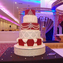 Load image into Gallery viewer, wedding cake stand , Crystal &amp; Pearl cake stage. - round or square all sizes in white,black or ivory by Crystal wedding uk
