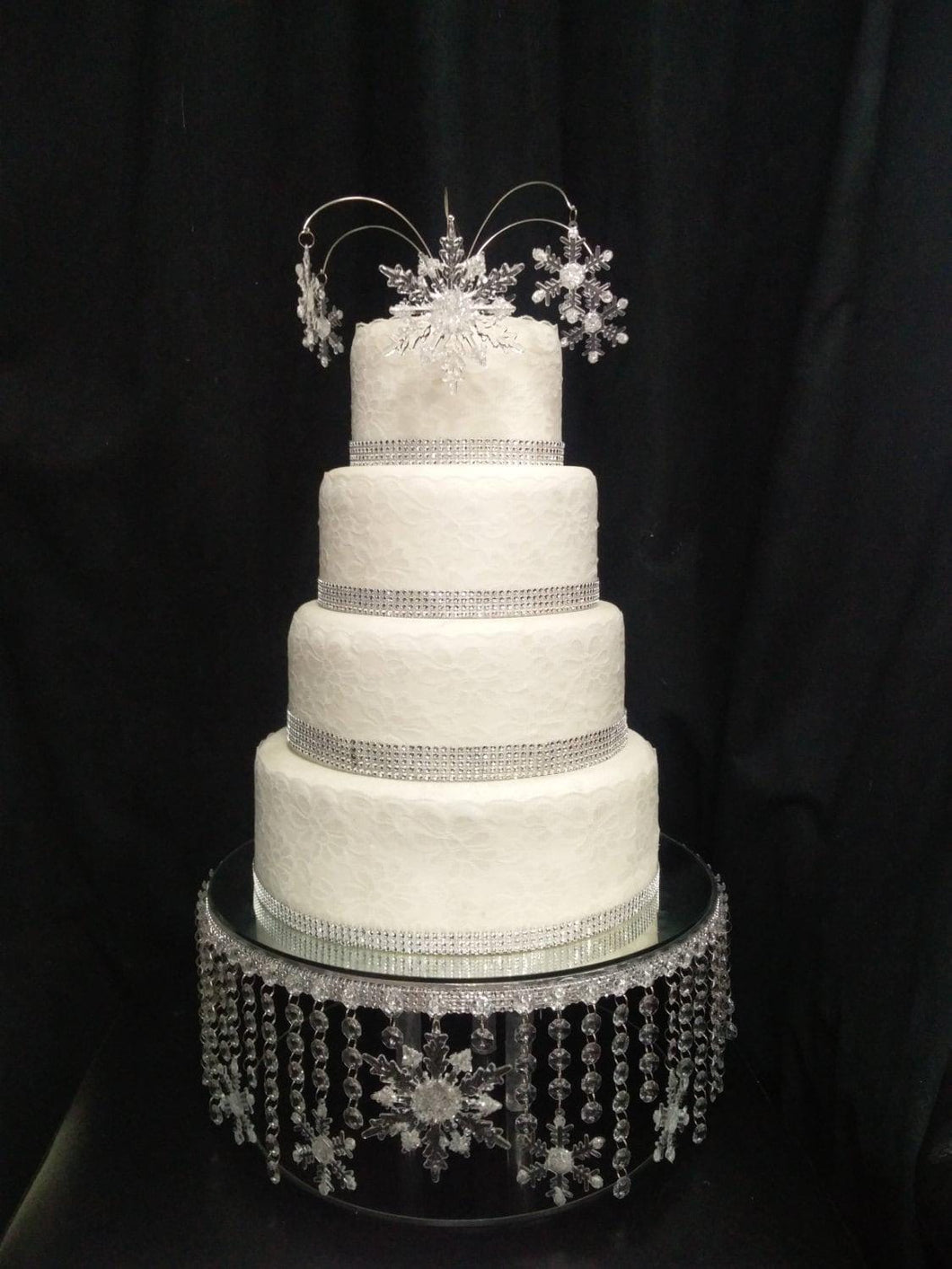 Snowflake Cake Stand Crystal effect or glass beads- cake stand for a Winter wedding by Crystal wedding uk