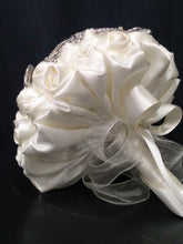 Load image into Gallery viewer, Crystal and pearl brooch bouquet with pearl &amp; rhinestone drape by Crystal wedding uk
