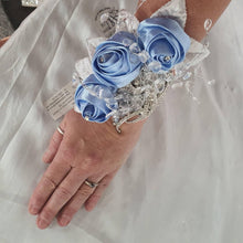 Load image into Gallery viewer, Crystal and pearl brooch bouquet with pearl &amp; rhinestone drape by Crystal wedding uk
