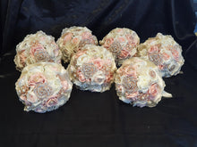 Load image into Gallery viewer, BROOCH BOUQUET Blush &amp; Pearl wedding bouquet by Crystal wedding uk
