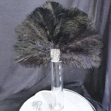 Load image into Gallery viewer, Feather Fan wedding bouquet, grey Ostrich feather bouquet or matching boutonniere by Crystal wedding uk
