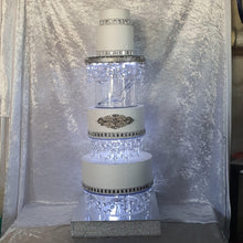 Load image into Gallery viewer, Glass slipper cake divider plus 2 crystal dividers - set of 3 pieces with LED lights. by Crystal wedding uk

