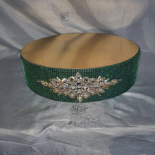 Load image into Gallery viewer, Rhinestone Crystal brooch style cake stand, many colours by Crystal wedding uk
