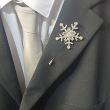 Load image into Gallery viewer, Crystal Snowflake Boutonniere - rhinestone Boutonniere for a Winter Wedding - Christmas Wedding corsage by Crystal wedding uk
