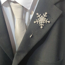 Load image into Gallery viewer, Crystal Snowflake Boutonniere - rhinestone Boutonniere for a Winter Wedding - Christmas Wedding corsage by Crystal wedding uk
