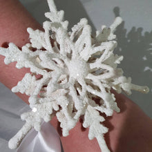 Load image into Gallery viewer, Snowflake wrist corsage for a Winter wedding Wrist 3D Corsage - by Crystal wedding uk
