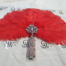 Load image into Gallery viewer, Ostrich Feather Fan. 16&quot; bouquet luxury alternative Bouquet Great Gatsby wedding style -ANY COLOUR by Crystal wedding uk
