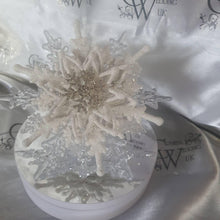 Load image into Gallery viewer, Snowflake bouquet for a Winter wedding for bridesmaid small.6&quot; by Crystal wedding uk
