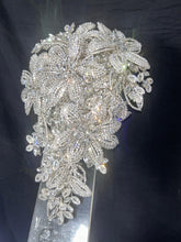 Load image into Gallery viewer, Diamante bouquet brooch Jewel rhinestone crystal wedding bouquet 7x12, Crystal Bridal Bouquet, bling cascade Jewel bouquet by Crystal wedding uk
