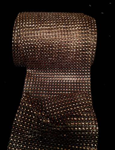 Coffee Diamante ribbon, Crystal effect cake trim, BUY 1 GET 1 FREE diamond mesh, bling mesh 1 Meter cake trim. by Crystal wedding uk
