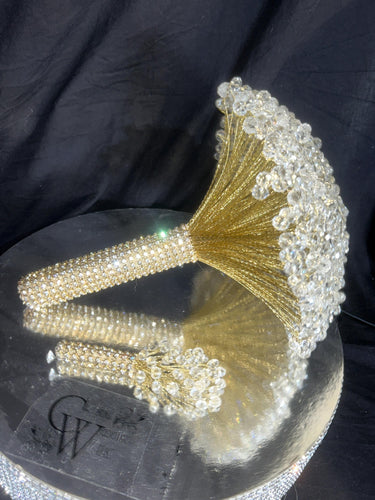 Crystal bouquet bout set for wedding silver, gold, rose-gold, luxury bouquet, Brides wire bead jewel, bling bouquet by Crystal wedding uk