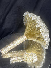 Load image into Gallery viewer, Crystal bouquet bout set for wedding silver, gold, rose-gold, luxury bouquet, Brides wire bead jewel, bling bouquet by Crystal wedding uk
