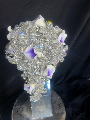 Diamante bouquet, lily & brooch Jewel rhinestone crystal wedding bouquet Crystal Bridal Bouquet, rose cascade bouquet Crystal wedding uk